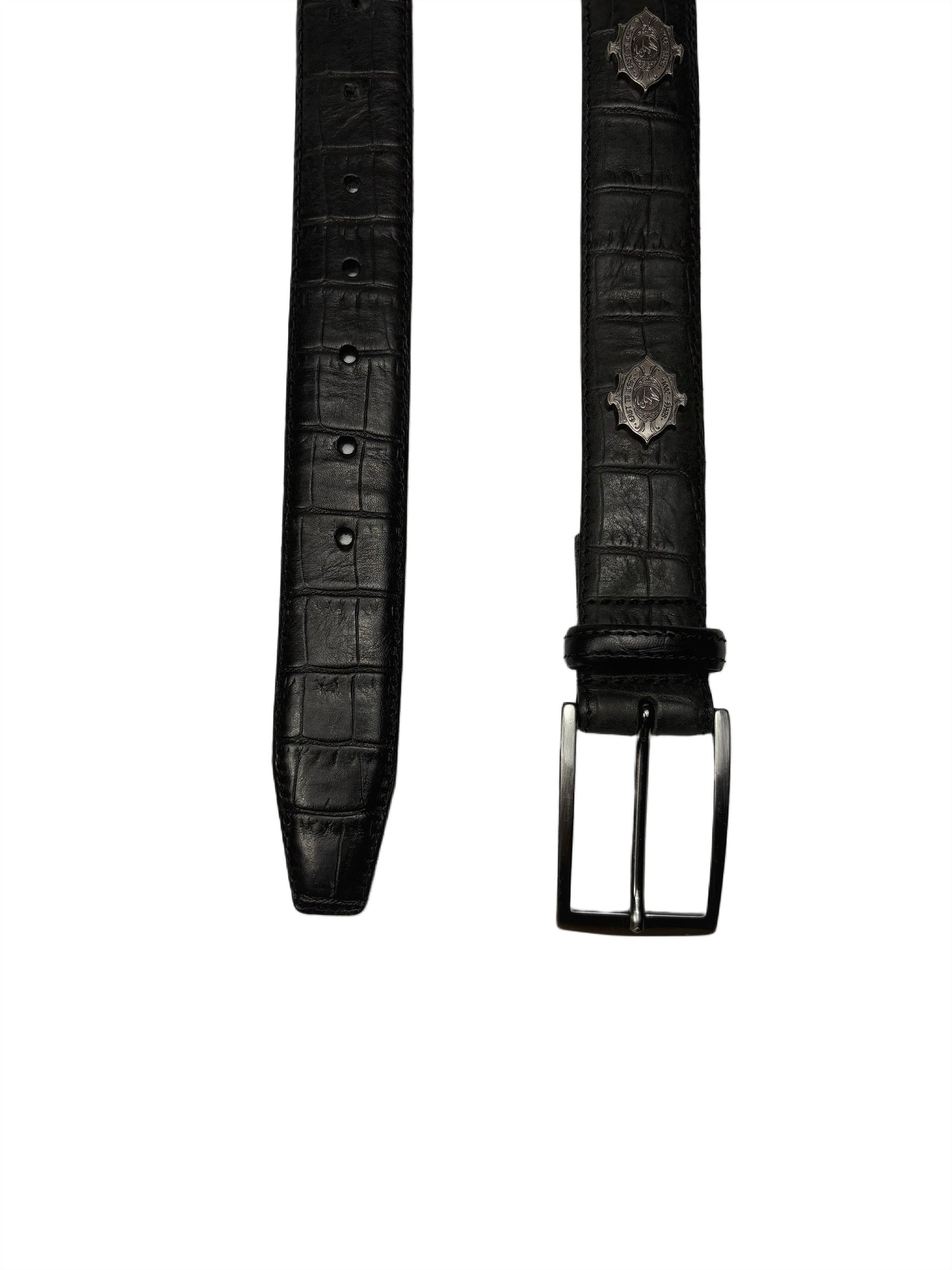 BLACK CROCODILE LEATHER BELT